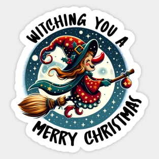 Witching You A Merry Christmas Sticker